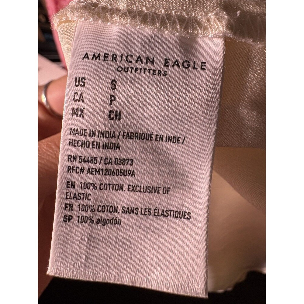 American Eagle Midi Long Dress Ivory Ruffle Smocked Floral Tiered Cottage SMALL - Picture 10 of 14